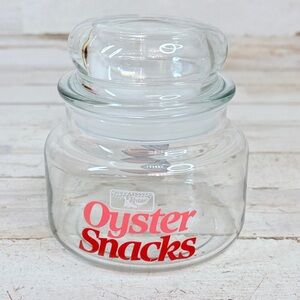 Vintage Clear Keebler Oyster Snacks Cracker Jar w/ Lid